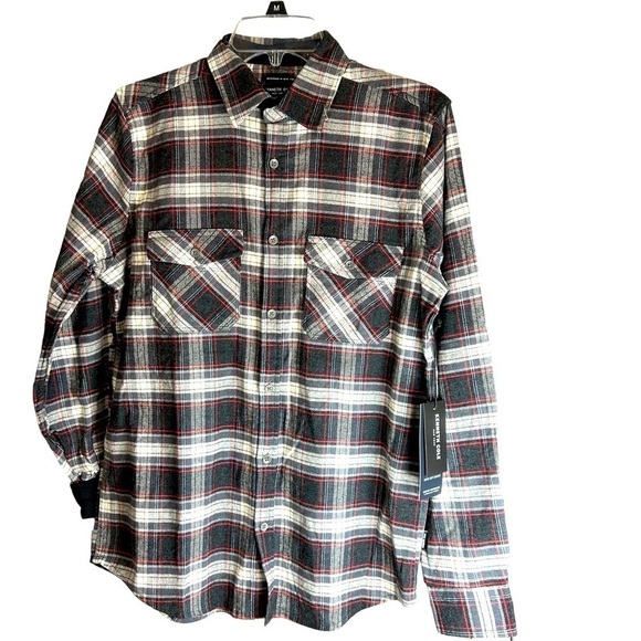 NWT Kenneth Cole Plaid Flannel Mens Small - Picture 1 of 11